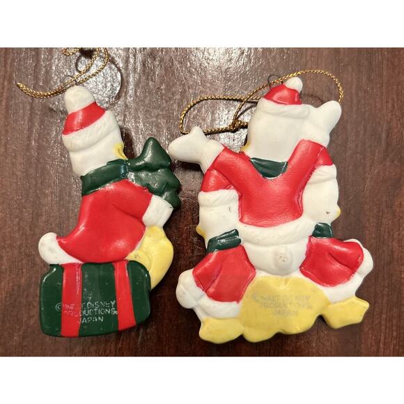 2 VTG Walt Disney Productions Donald Duck‎ ceramic Christmas Ornaments Japan - Picture 4 of 5